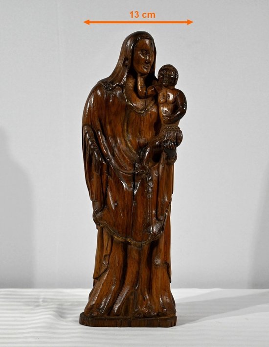 Scultura in Legno di Ulivo "Madonna col Bambino" - Fine XIX secolo