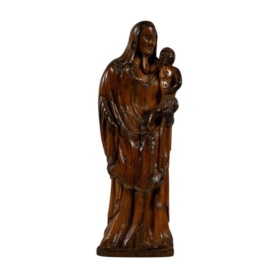 Scultura in Legno di Ulivo "Madonna col Bambino" - Fine XIX secolo