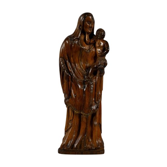 Skulptur aus Olivenholz "Madonna mit Kind" - Ende des 19. Jahrhunderts