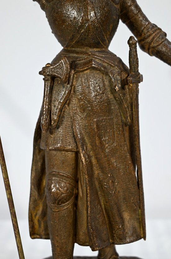 Spelter von Jeanne d'Arc Victorious, signiert A. Foulon - Ende des 19. Jahrhunderts