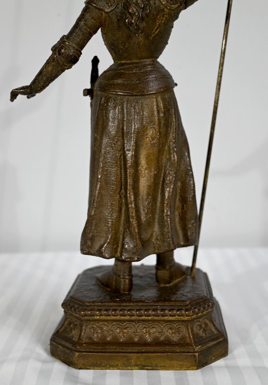Spelter von Jeanne d'Arc Victorious, signiert A. Foulon - Ende des 19. Jahrhunderts