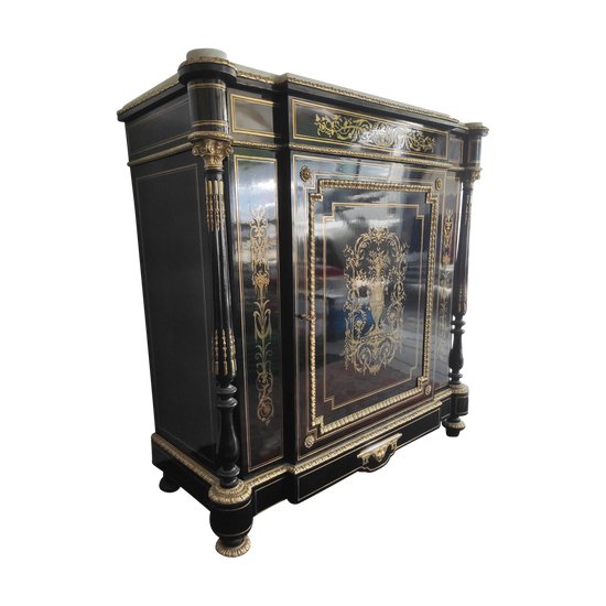 Entre deux Napoleon 3 - Napoleon III - Boulle marquetry, blackened brass-Poirer - 2 columns and gilded bronzes