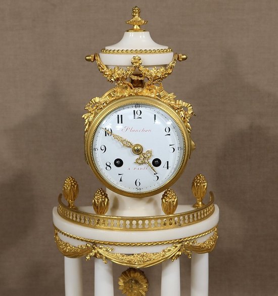 Marble and Gilt Bronze Pendulum, Maison Planchon, Louis XVI – 19th century style