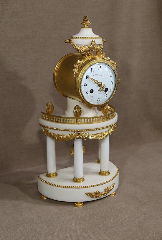 Marble and Gilt Bronze Pendulum, Maison Planchon, Louis XVI – 19th century style