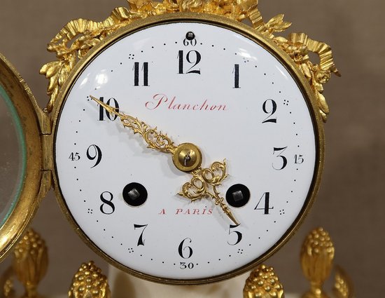 Marble and Gilt Bronze Pendulum, Maison Planchon, Louis XVI – 19th century style