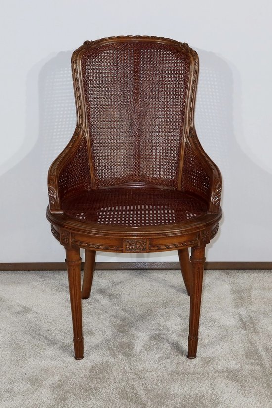 Office armchair in solid beech, Louis XVI style - 1900