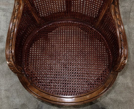 Office armchair in solid beech, Louis XVI style - 1900