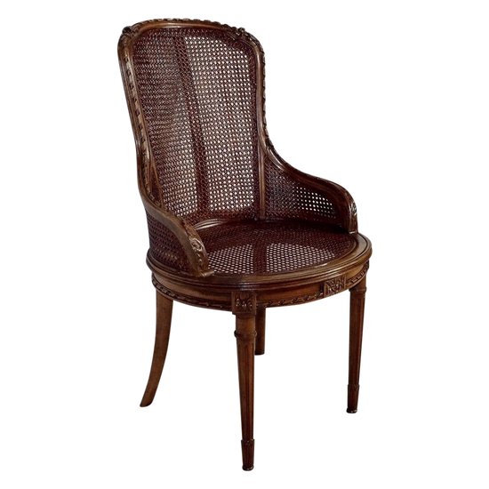 Office armchair in solid beech, Louis XVI style - 1900