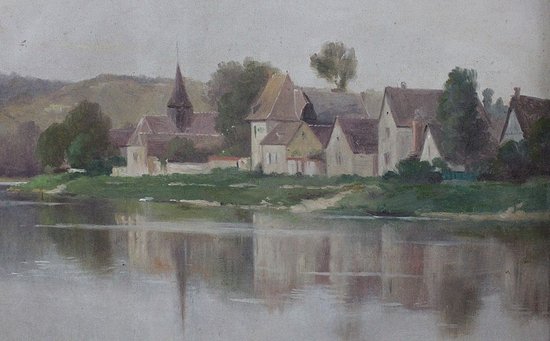 Painting on Canvas with Golden Frame, by A. Delahogue – 1892
