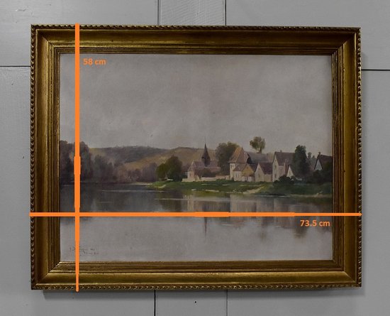 Painting on Canvas with Golden Frame, by A. Delahogue – 1892