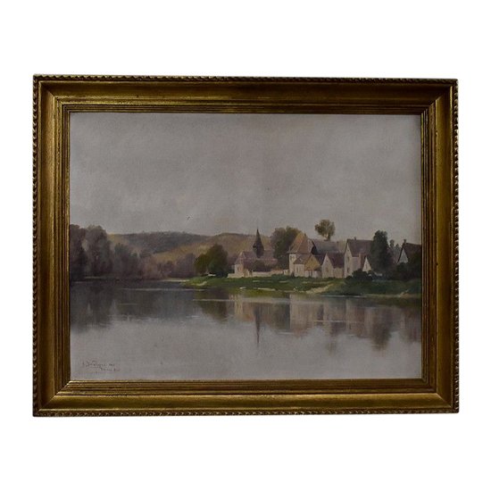 Painting on Canvas with Golden Frame, by A. Delahogue – 1892
