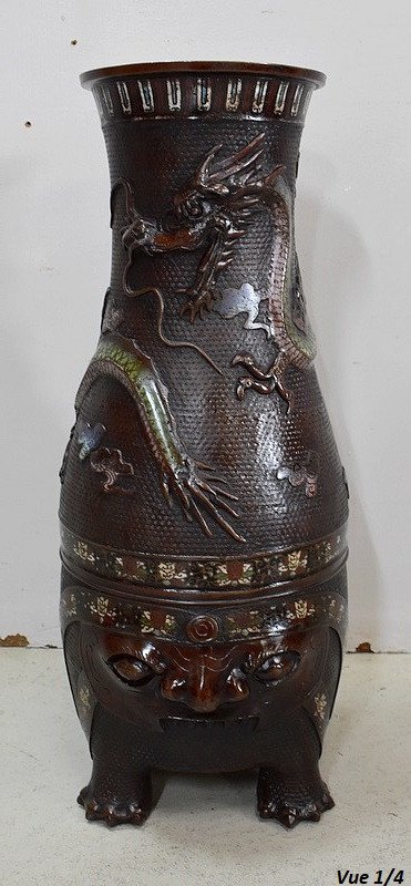 Bedeutende Cloisonné-Vase aus Kupfer, chinesischer Herkunft - Ende des 19. Jahrhunderts