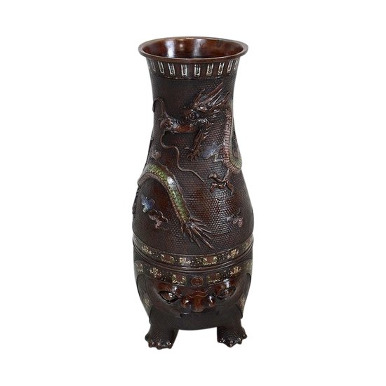 Bedeutende Cloisonné-Vase aus Kupfer, chinesischer Herkunft - Ende des 19. Jahrhunderts