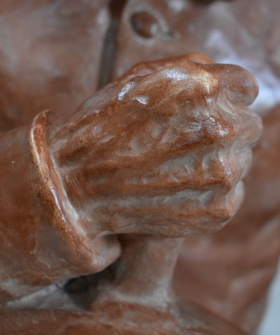 Busto in terracotta "Pescatore al timone", di L. Morice - Fine XIX secolo