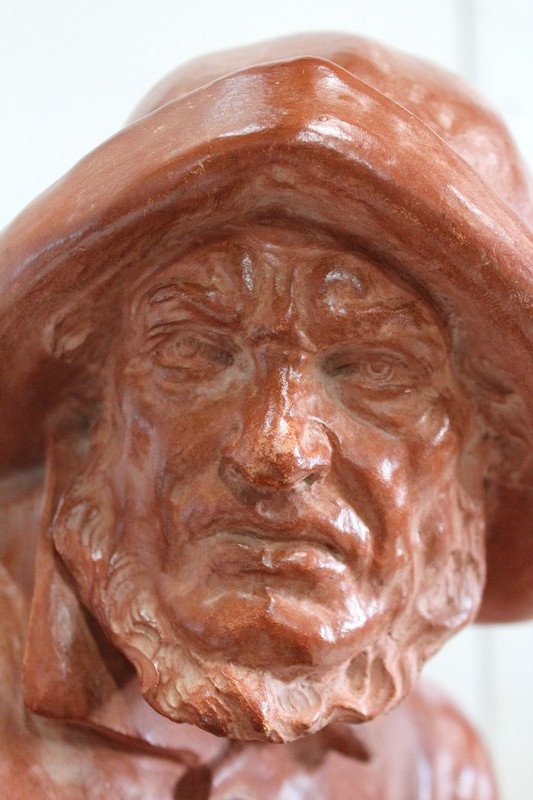 Busto in terracotta "Pescatore al timone", di L. Morice - Fine XIX secolo