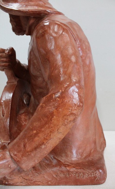 Busto in terracotta "Pescatore al timone", di L. Morice - Fine XIX secolo