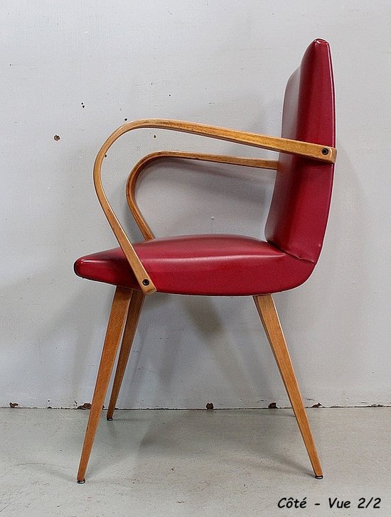Fauteuil en Hêtre, goût Baumann – 1950 / 1960