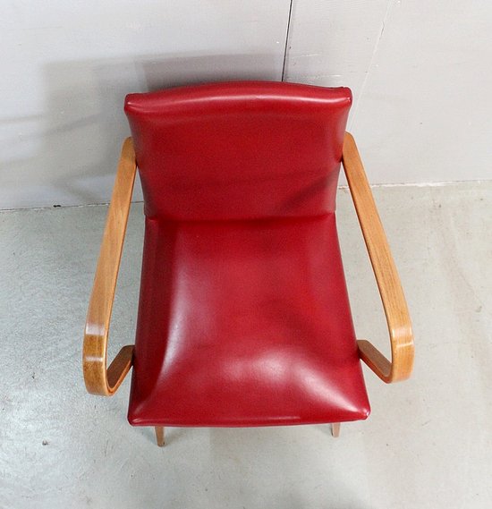 Fauteuil en Hêtre, goût Baumann – 1950 / 1960