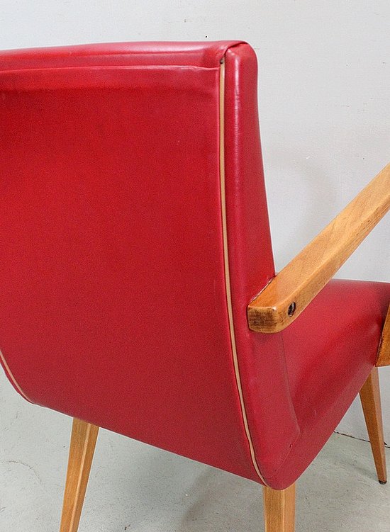 Fauteuil en Hêtre, goût Baumann – 1950 / 1960