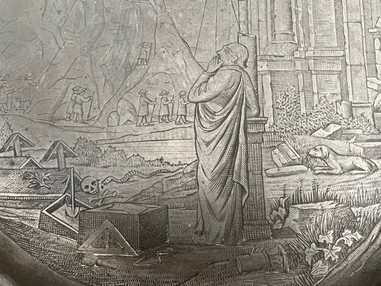 Grande piatto massonico in peltro XVIII