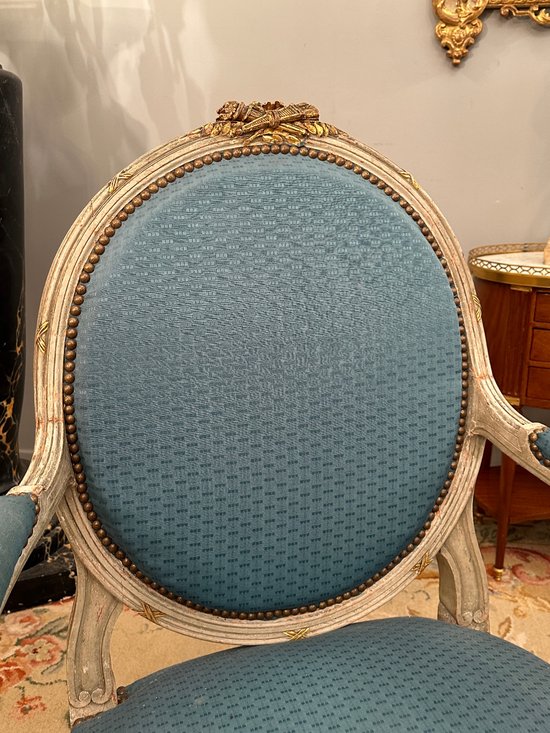 Large Pair Of Louis XVI Style Armchairs XIXth Century Around 1860