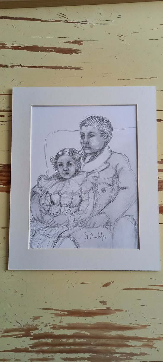 Graphite drawing after Mary Cassat