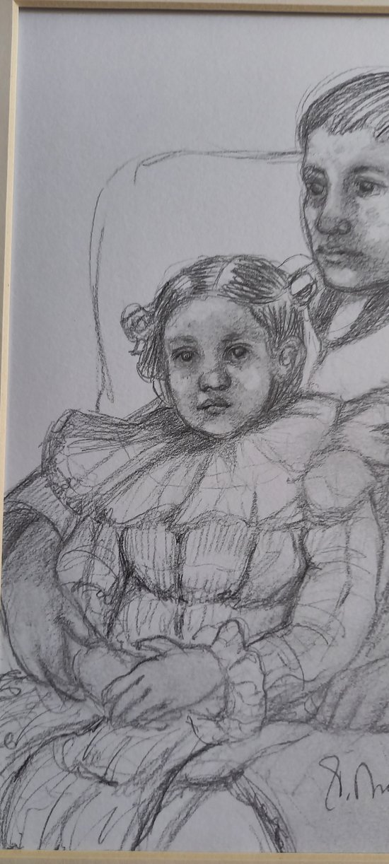 Graphite drawing after Mary Cassat