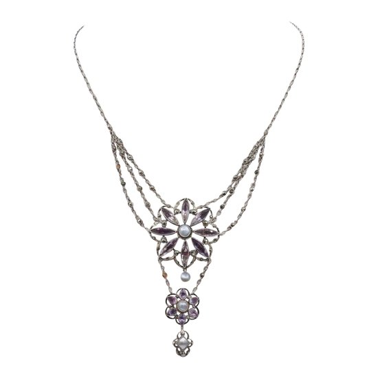 Collier, Argent Et Améthyste, XIXe Siècle.