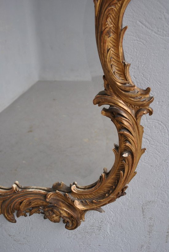 Miroir En Stuc Doré Rocaille époque XIXème