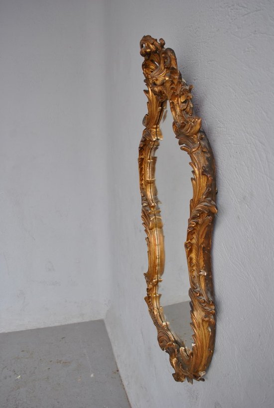 Miroir En Stuc Doré Rocaille époque XIXème