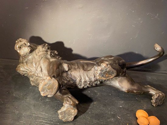 bronze walking lion