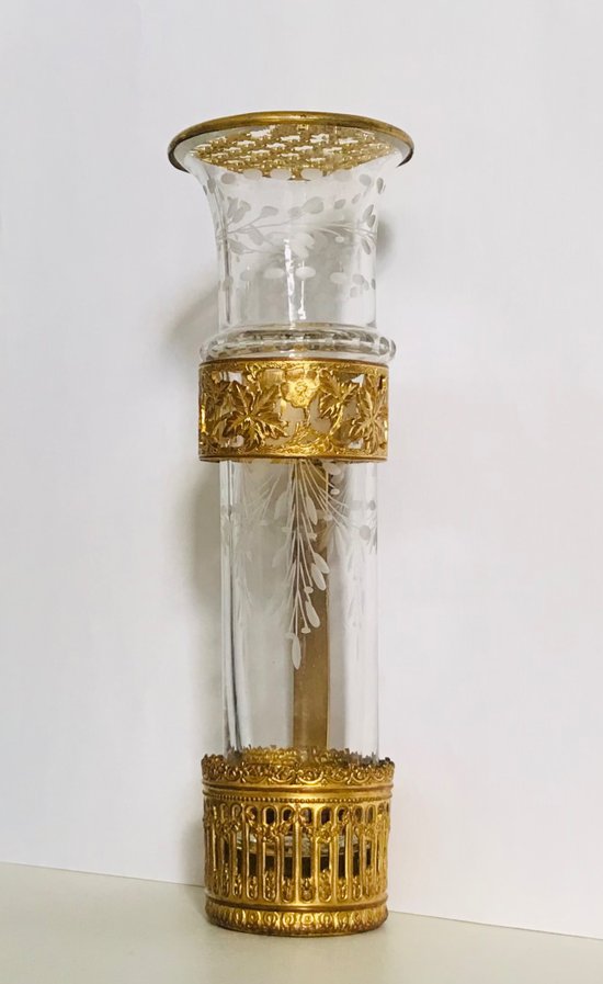 Kutschenvase Blumenstraußhalter aus Kristall und vergoldeter Bronze Napoleon III 19