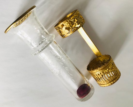 Kutschenvase Blumenstraußhalter aus Kristall und vergoldeter Bronze Napoleon III 19