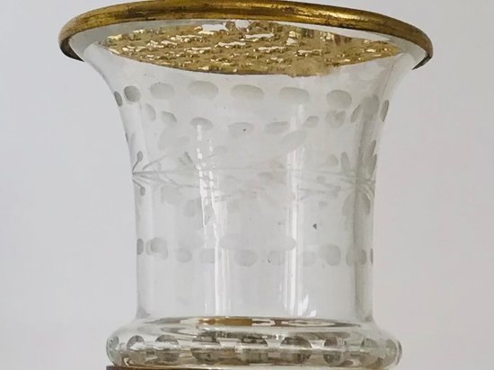 Kutschenvase Blumenstraußhalter aus Kristall und vergoldeter Bronze Napoleon III 19