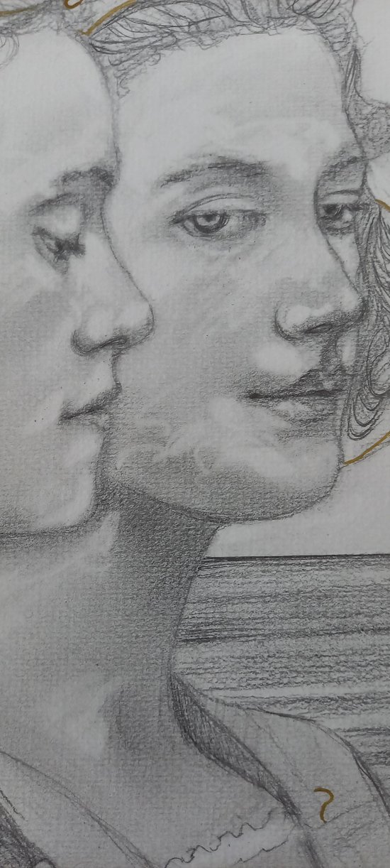 Graphite drawing after Edgar Maxence "The flowers of the lake"
