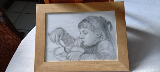 Portrait de fillette dessin d'après Albert Anker