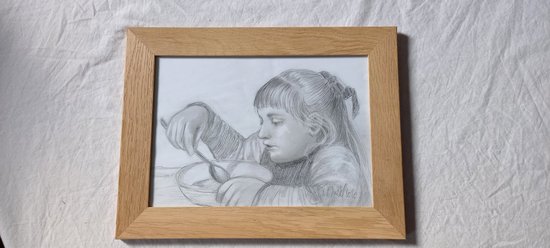 Portrait de fillette dessin d'après Albert Anker