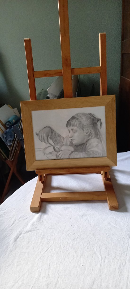 Portrait de fillette dessin d'après Albert Anker