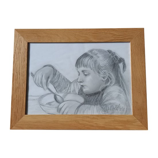 Portrait de fillette dessin d'après Albert Anker