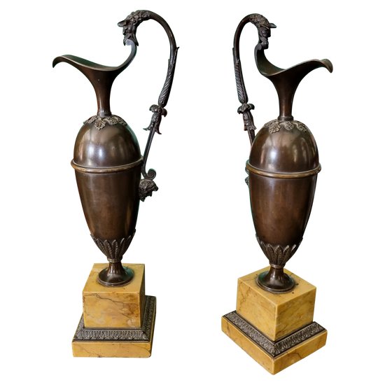 A.A.RAVRIO, Rare pair of Empire period ewers.