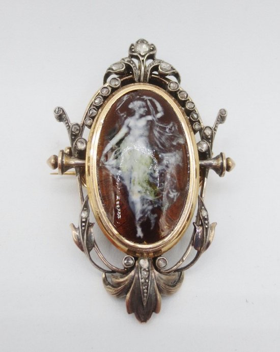 Broche Napoléon III En Or, Argent Et émail.