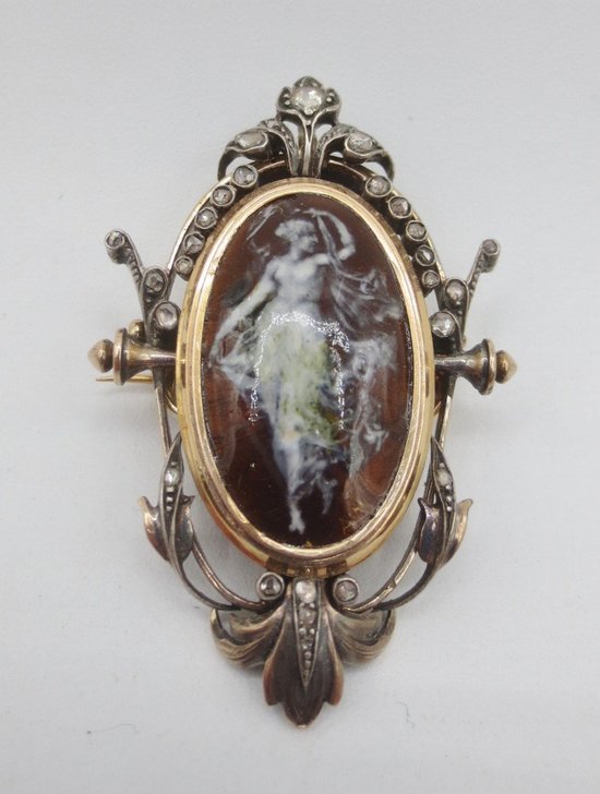Broche Napoléon III En Or, Argent Et émail.