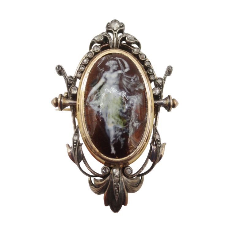 Broche Napoléon III En Or, Argent Et émail.