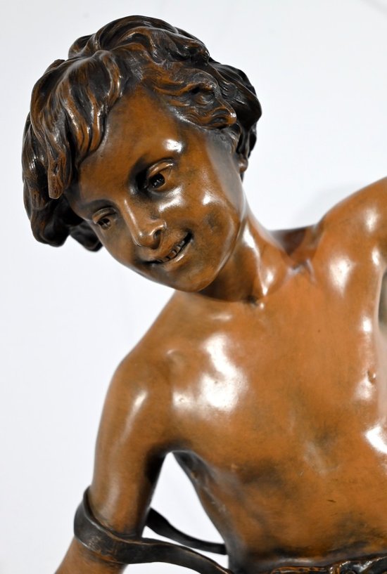 Importante Spelter "The Angler", firmato S.Kindsburger - Inizio XX Secolo