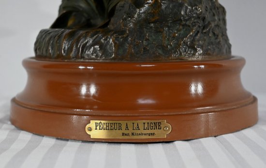 Importante Spelter "The Angler", firmato S.Kindsburger - Inizio XX Secolo