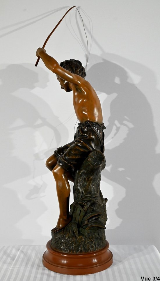 Importante Spelter "The Angler", firmato S.Kindsburger - Inizio XX Secolo