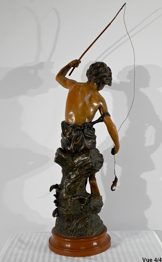 Importante Spelter "The Angler", firmato S.Kindsburger - Inizio XX Secolo