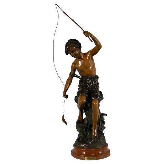 Importante Spelter "The Angler", firmato S.Kindsburger - Inizio XX Secolo
