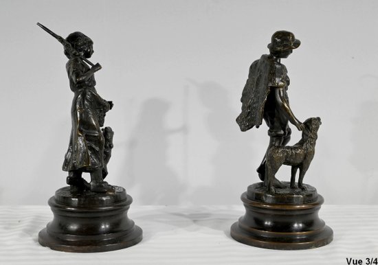 Bronzi “Il pastore e la pastorella”, firmati Laurini, secondo L & F. Moreau – Inizio XX secolo
