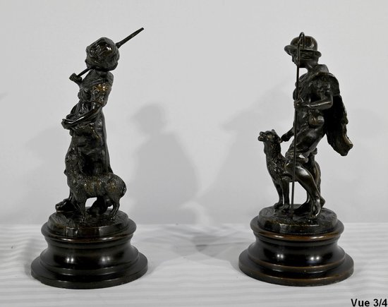 Bronzi “Il pastore e la pastorella”, firmati Laurini, secondo L & F. Moreau – Inizio XX secolo